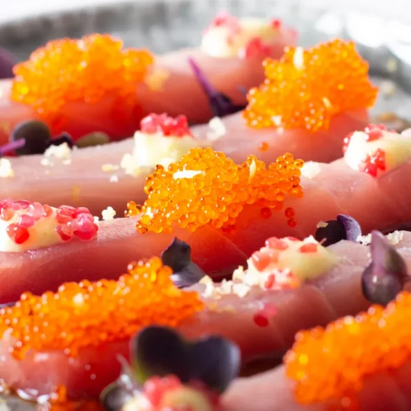 Tuna Sashimi, Wasabi Mayo, Ponzu Soy, Elsinore Masago & Lime Caviar
